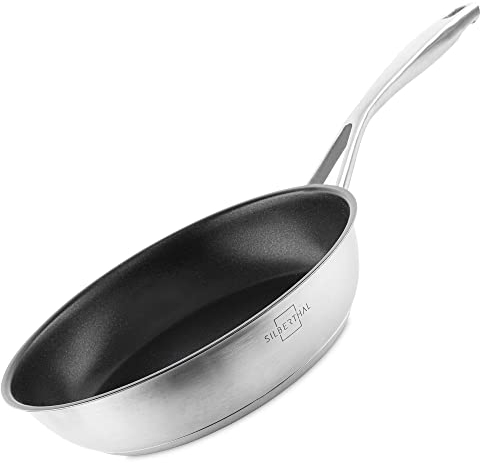 SILBERTHAL Padella antiaderente 24 cm - Acciaio inox - Induzione gas e forno - senza PFOA