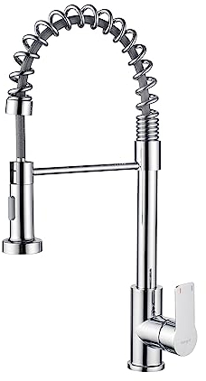 Ibergrif M22103, Robinet de Cuisine avec Douchette, Mitigeur de Cuisine Professionnel avec 2 Modes d'Eau, Corps en Laiton, Chromé, Argent