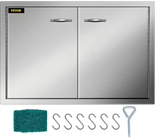 VEVOR BBQ Türen 84 x 56 cm Schranktüren Kamintür mit Doppeltüren Putztür Edelstahl für Außenküche Badezimmer