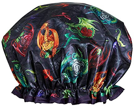 Bodylife Shower Cap Reusable Bath Cap Dual layered Waterproof Mystic Dragons 27cm