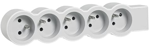 LEGRAND - Multiprise Extra-Plate à Câbler - 5 Prises avec Terre - Livrée Sans Cordon/Sans Fiche - Blanc et Gris Clair