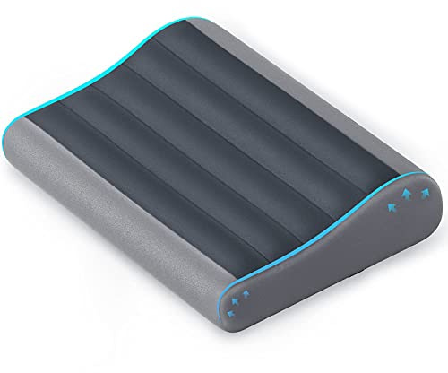 FLEXTAILGEAR Ultraligera Camping Inflable Almohada, cómoda cojín Cervical, Compresible compacta Air Almohadas, para Viajes, Exterior, Senderismo, Oficina Cuello y Apoyo Lumbar (Gris)
