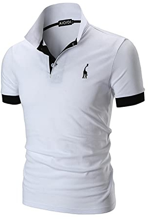 AIOIDI Polo de Golf para Hombre Manga Corta de Bordado Jirafa Camiseta de Algodón