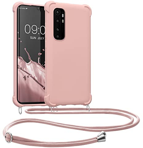 kwmobile Necklace Case kompatibel mit Xiaomi Mi Note 10 Lite Hülle - Cover mit Kordel zum Umhängen - Silikon Schutzhülle Perlmutt