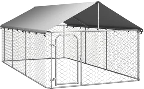 vidaXL Outdoor Hundezwinger Dach 400x200x150cm Hundekäfig Hundehaus Hundehütte
