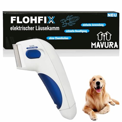 FLOHFIX elektrischer Läusekamm Nissenkamm Flohkamm Hunde Katzen Kinder Läusekamm