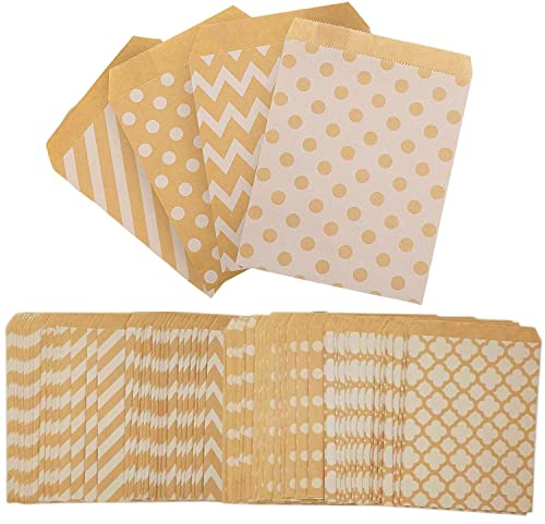 Candy Bar Zubehör, 100 Stück Süßigkeiten Papiertüten mit 9x12 Stück Aufkleber, Abbaubar Candy bar tüten geeignet für Kinderfest, Halloween, Weihnachten, Hochzeiten, Geburtstagsfeiern