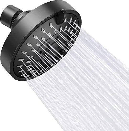 Shower Head, High-Pressure Rain Fixed Showerhead Rainfall 5-Setting with Adjustable Metal Swivel Ball Joint, Bathroom Showerhead 4 Inch High Flow Shower Head for Your Bathroom Shower Heads