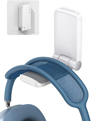 Lamicall Headset Halterung, Kopfhörer Ständer - Magnetische Faltbar Kopfhörerhalter, Universal Selbstklebend Kopfhörer Haken für Over Ear Kopfhörer, Gaming Headset und Kopfhörerdisplay - Weiß