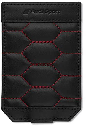 Audi 3152201400 Fahrzeugschlüsseletui Etui Autoschlüssel Case Leder Wabenmuster, schwarz/rot