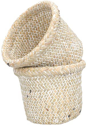 YARNOW 2pièces Corbeille Tressée De Bureau Panier Rangement Poubelle Tressée Décorative Seau à Déchets pour Maison