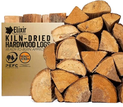 Elixir Gardens Ready to Burn Certified Firewood Logs | Premium Kiln-Dried Mixed Hardwood (Birch, Ash & Oak) for Stoves, Log Burners, Fire Pits & Open Fires | 22L Net x 1