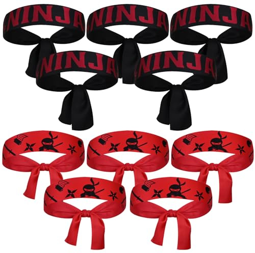 HSLXBY Ninjas Party Stirnband,10 Stück Ninjas Stirnband,Ninja Party Zubehör,Ninjas Party Favors,Ninja Kopfband,Kinder Geburtstagsdeko Ninja Gastgeschenke für Karate,Weihnachten,Geburtstagsparty