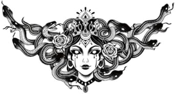 Queen Medusa Juice Plant Ink Waterproof Semi-Permanent And Lasting 2 Weeks Temporary Tattoo Sticker Female Flower Chest Arm Full Back Male Simulation