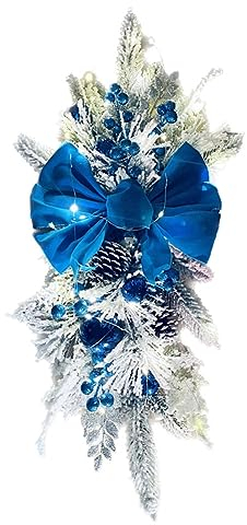 Oikabio Weihnachten Weihnachtsgirlande für Treppen, Tür, Kamin, Fenster, Outdoor Indoor Weihnachtsdekoration, einfach zu ersetzen, Blau