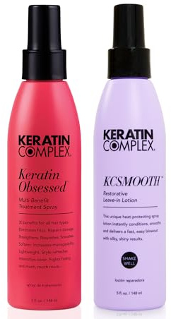Keratin Complex - Blow Dry Essential Smooth Kit - Keratin Obsessed, 5 fl oz + KCSMOOTH Leave-In Lotion, 5 fl oz