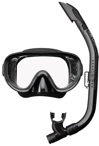 TUSA Sport UC-0110 Elite Erwachsene Einzelfenster Maske & Schnorchel Set, Schwarz/Schwarz