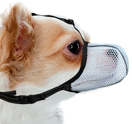 JOYPAWS Maulkorb für Hunde, atmungsaktiv, weich, für extra kleine Hunde, verhindert Bellen, Beißen, Kauen, reflektierender, Verstellbarer Korbmaulkorb mit Air-Mesh für Dackel, Blau, Größe XS