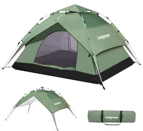 Leogreen 2 en 1 Tente de Camping Pop Up 3-4 Personnes