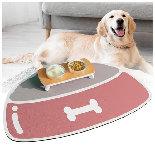 Hundematte für Futter und Wasser, für Futter und Wasser, schnell trocknend, Gummi, leicht zu reinigen und keine Flecken, Matten für Hundenäpfe für unordentliche Trinker, Rosa, 30 x 50 cm