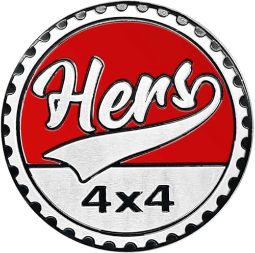 Hers Badge 3D Metal Car Badges - Round Emblem Decals - Compatible with Jeep Wrangler Vehicles & Trucks