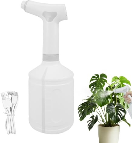 Botella pulverizadora para plantas – Pulverizador de jardín recargable de 1 litro de agua grande | Pulverizador de césped de mano de 1200 mAh, atomización ultrafina, 2 modos de pulverización de agua