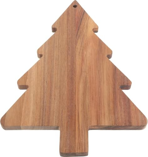 Tagliere per salumi in legno a forma di albero di Natale, vassoio decorativo per salumi e macedonie, 37 x 24 cm