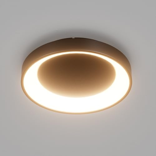 Klighten Deckenlampe LED Rund 28W 2000 Lumen, Deckenleuchte Ringe aus Metall, Modern Deckenbeleuchtung für Flur Küche Schlafzimmer Wohnzimmer, 28cm, Warmweiß 3000K, Schwarz