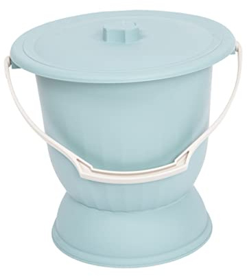 Healeved Orinal Para Adultos y Niños Tapa Antigoteo, Tamaño Grande, Plástico Ligero Color Azul Grisáceo, Base Alta Para Dormitorio y Cuidado De Embarazadas