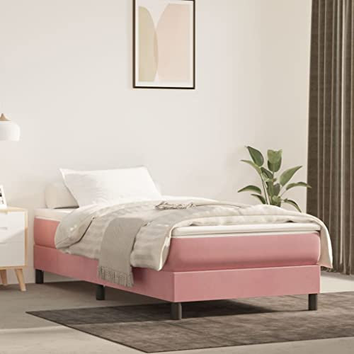 qohoio Boxspringbett mit Matratze Rosa 100x200 cm Bett Boxspringbett Schlafzimmer MöBel Betten Bett Mit Matratze Samt - 3144320