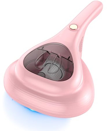 HAMON Aspiratore per acari Distrugge fino al 99% di tutti gli acari, aspirazione da 10 KPa Aspiratore manuale per acari con luce UV Pulitore di materassi per letti cuscini divani e tappeti (Rosa)