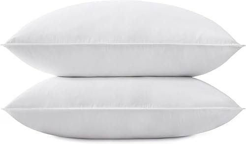 Casabella Pillows - Pillows 2 Pack - Goose Feather & Down Pillow - Prime Quality Neck Pillow, Back Support - 100% Cotton Shell, Hypoallergenic, Medium & Soft Firmness 48x74cm