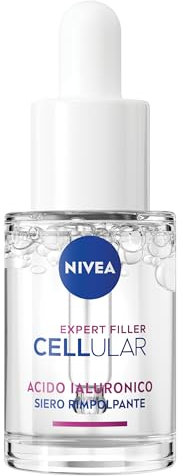 NIVEA Cellular Expert Filler Siero Viso Acido Ialuronico Rimpolpante 15 ml, Siero viso antirughe e rassodante, Face serum con Micro Acido Ialuronico Puro per una pelle levigata e rimpolpata