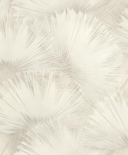 Opulenza Carta da parati in vinile testurizzata effetto ventaglio con elementi metallici, perfetta per camere da letto, soggiorni, pareti mozzafiato e progetti fai da te, neutro Rasch 659733