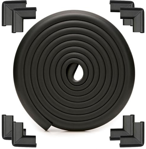 Safety Baby Edge Corner Guards Protector Set, Baby Proofing 4.2M/13.8ft Edges Protector + 8 Corner Guards for Kids Foam, Pre-Taped for Direct Use Furniture and Tables Child Bumpers