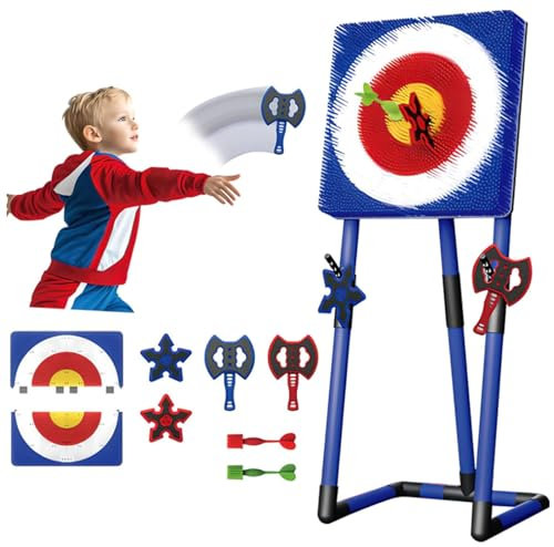 Dart- und Axtwurfspiel-Set – Enthält 2 Äxte, 2 Sechspunktpfeile und 2 Pfeile – Perfekt für Gartenspiele drinnen und draußen