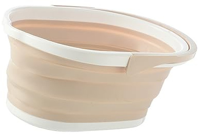 DECOMELODY Secchio Pieghevole per Plastica Beige Portatile per Domestica Accessorio Lavapavimenti Lavabile Spazio e Maneggevole per Pavimenti Piastrelle
