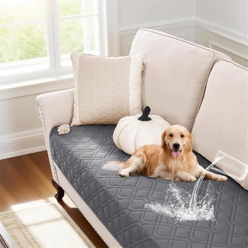 BXFUL wasserdichte Sofabezug - rutschfeste Sofabezüge, Couchbezüge, Sitzbezüge für Sofas, Möbelprotektor für Hunde und Katzen, Sofadecke für den Außenbereich (Grau,32x62in/81x158cm)
