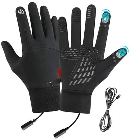 Yulokdwi Beheizte Arbeitshandschuhe,Beheizte Handschuhe Für Motorrad | USB-beheizte Winddichte wasserfeste Verstellbare Fäustlinge für Damen Herren | Für Outdoor Fahren Pendeln Wandern Radfahren