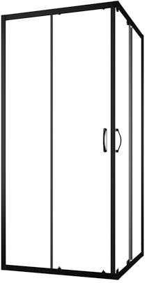 Box Doccia Angolare 70x70 cm Vetro Trasparente 4 mm Profili Neri H185cm Mod. Willis