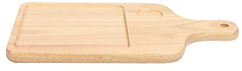 Pwshymi Piatto di Pizza in Legno in Legno in Legno Piatto di Pizza con Scanalature Manico Liscio per la del Ristorante Cafe 40x22cm