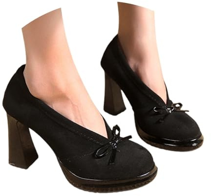 Scarpe da donna con tacco largo, eleganti, con tacco, scarpe da ballo, comode da donna, con tacco alto, per Dirndl, O nero., 35 EU