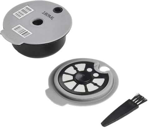Tidevib Capsule de café réutilisable avec couvercles en silicone pour machines Tassimo, panier filtrant rechargeable de capacité de 12 g avec cuillère et brosse, 60 ml et 180 ml