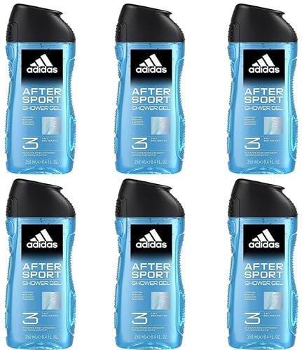6x adidas After Sport Duschgel 3in1-Formel für Körper,Haar und Gesicht mit aromatisch-frischem Duft,ein aromatischer Duft mit zitrischen Noten der bei jeder Anwendung erfrischt 250ml (6er Pack)