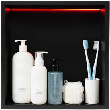 Edelstahl Wandnische LED Wandnische Dusche mit LED-Treiber, RGB-Streifen-RF-Controller, Fernbedienung, Elektrisches Kabel, 12 * 12 * 4in Duschnische Befliesbar für Küchen, Badezimmer, Schlafzimmer