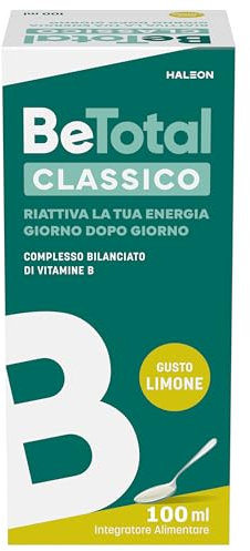 Be-Total Classico Integratore Alimentare di Vitamina B Riattiva l’Energia, Riduce la Stanchezza, Supporta il Sistema Immunitario, Bambini 3+ e Adulti, Gusto Limone, 100 ml​