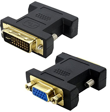 VMOJO DVI auf VGA Adapter, DVI-I 24+5 Stecker auf VGA Buchse, DVI VGA Adapter für PC Grafikkarte Monitor Bildschirm Beamer Projektor, Plug & Play, Schwarz