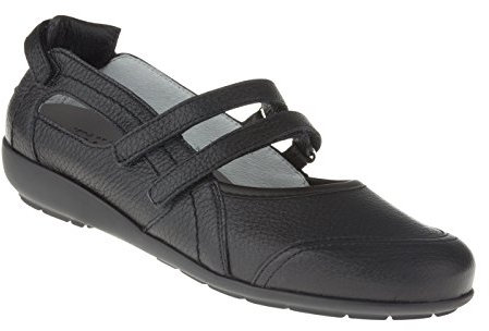 Natural Feet Bekväma ballerinaskor för kvinnor av hjortläder med kardborreband, Juliane, sportiga platta sommarskor, halvskor, bredd H, lämplig för hallux valgus, mjuka barfotaskor med utbytbar fotbädd, svart, 41 EU Weit