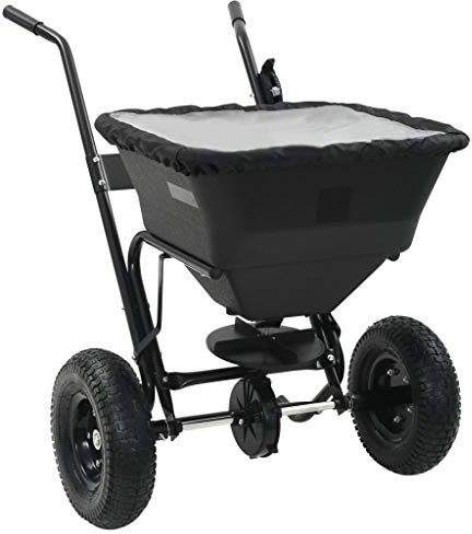 Festnight Handstreuwagen Salzstreuer | 45 L Streuwagen | Saatgutstreuer | Düngerstreuer | Handstreuer | Rasenstreuwagen | Gartenstreuer | PVC und Stahl 106x73x76 cm
