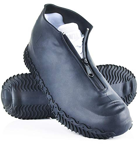 ydfagak Silikon Überschuhe, Wasserdicht Schuhüberzieher Wiederverwendbare rutschfeste Überschuhe, Für Regen, Schneetag, Wüstenstrand, Schlammige Straßen (XL (43-47), Schwarz)